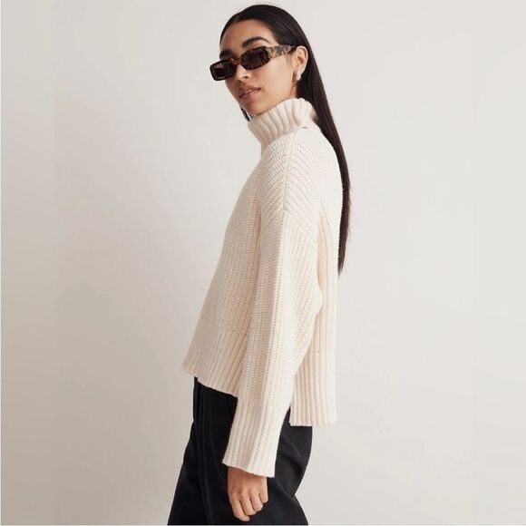 NWOT Madewell Wide Rib Turtleneck Sweater in Antique Cream Size XS - Picture 11 of 12